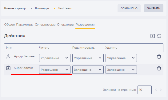 Разрешение на действия для роли Super-admin.png