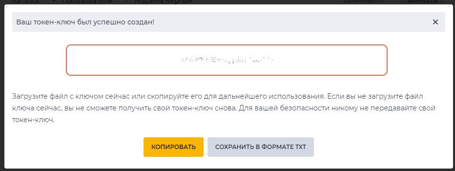 Модальное окно созданного токена.png
